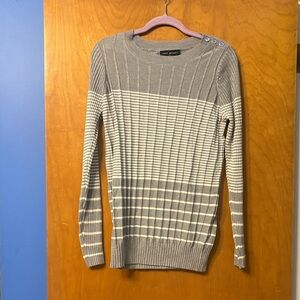 NWT Lane Bryant Gray and Cream Striped Crewneck Sweater 14/16